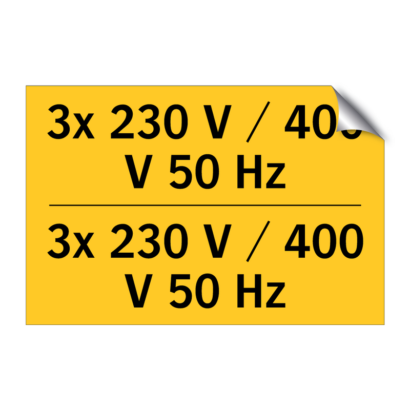 3x 230 V / 400 V 50 Hz & 3x 230 V / 400 V 50 Hz & 3x 230 V / 400 V 50 Hz & 3x 230 V / 400 V 50 Hz