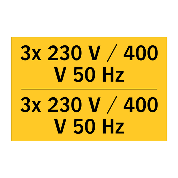 3x 230 V / 400 V 50 Hz & 3x 230 V / 400 V 50 Hz & 3x 230 V / 400 V 50 Hz & 3x 230 V / 400 V 50 Hz