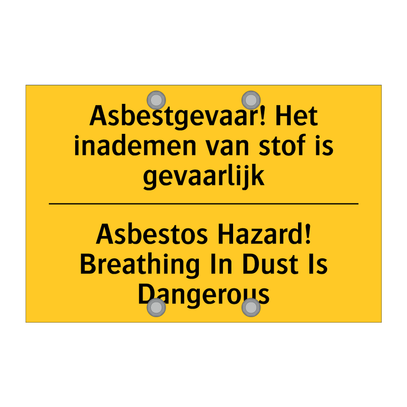 Asbestgevaar! Het inademen van stof is gevaarlijk - Asbestos Hazard! Breathing In Dust Is Dangerous