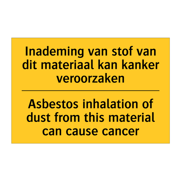 Inademing van stof van dit materiaal /.../ - Asbestos inhalation of dust from /.../