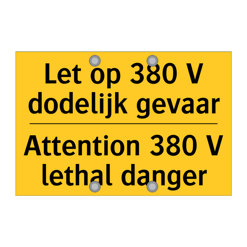 Let op 380 V dodelijk gevaar - Attention 380 V lethal danger