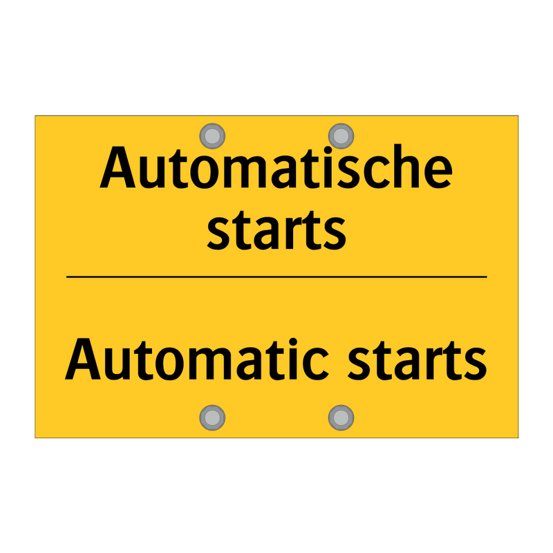 Automatische starts - Automatic starts & Automatische starts - Automatic starts