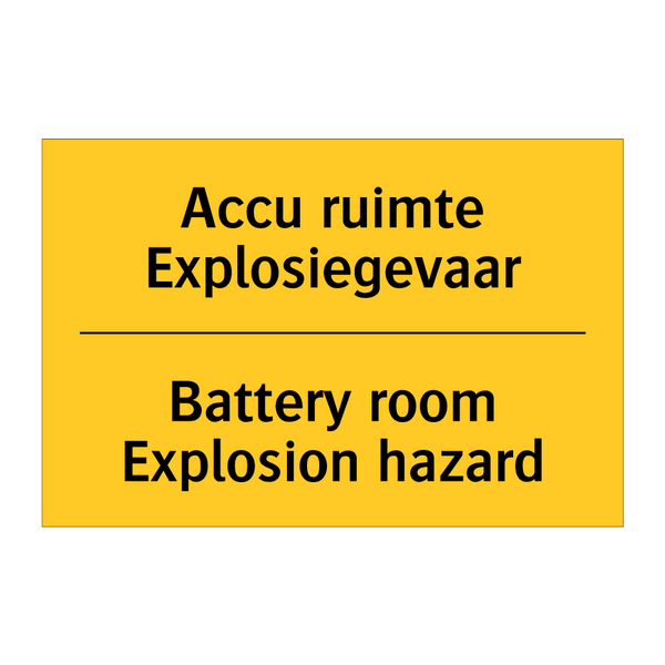 Accu ruimte Explosiegevaar - Battery room Explosion hazard