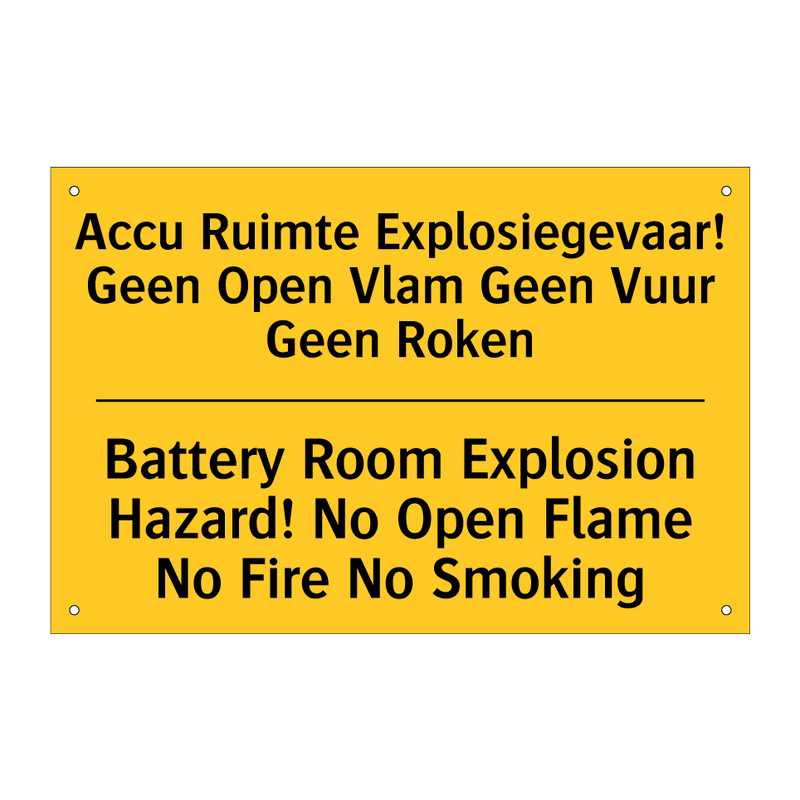 Accu Ruimte Explosiegevaar! Geen /.../ - Battery Room Explosion Hazard! /.../