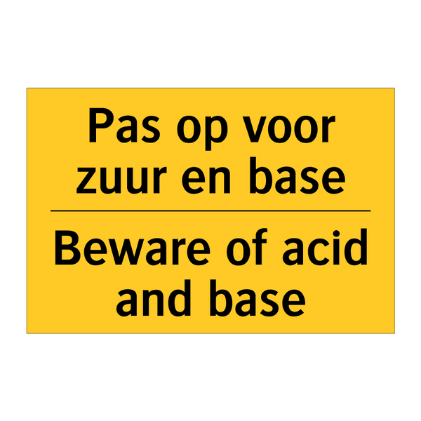 Pas op voor zuur en base - Beware of acid and base