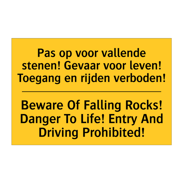 Pas op voor vallende stenen! Gevaar /.../ - Beware Of Falling Rocks! Danger /.../