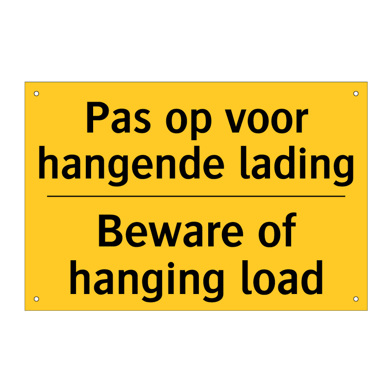 Pas op voor hangende lading - Beware of hanging load