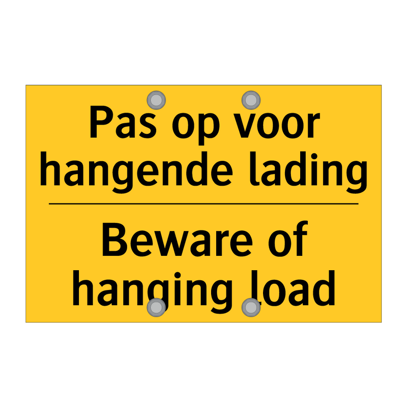 Pas op voor hangende lading - Beware of hanging load