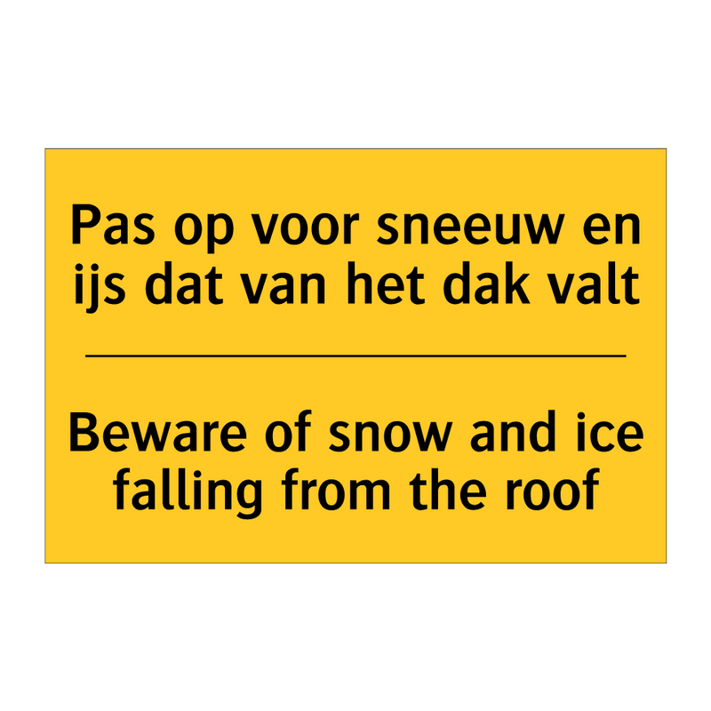 Pas op voor sneeuw en ijs dat van het dak valt - Beware of snow and ice falling from the roof