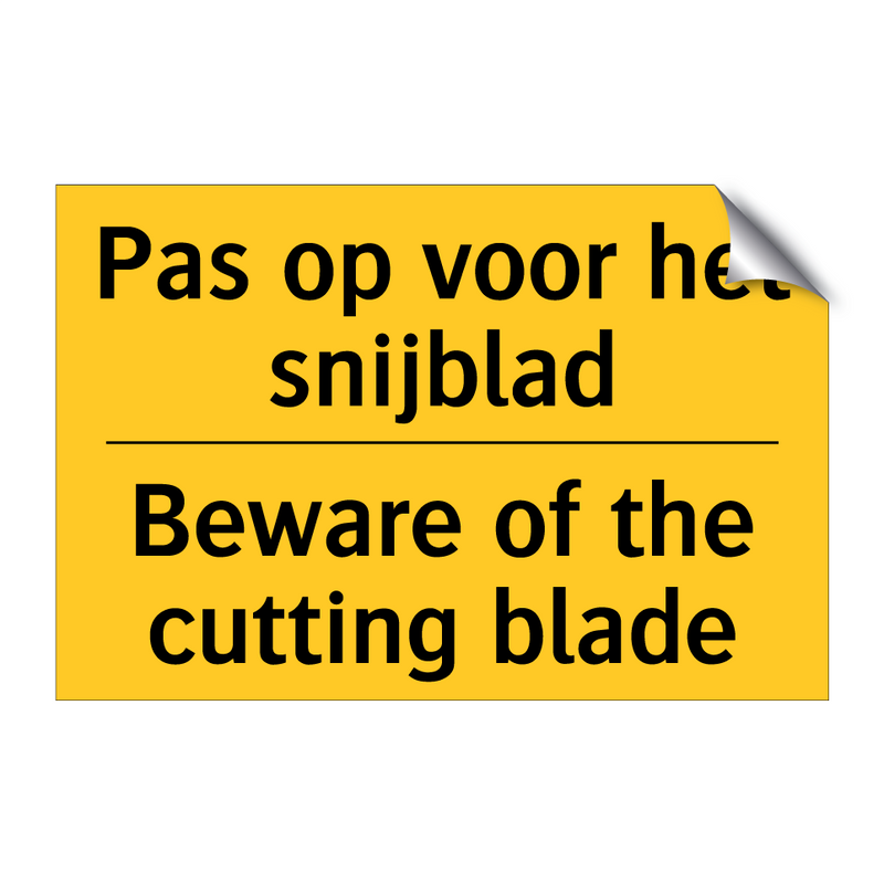 Pas op voor het snijblad - Beware of the cutting blade