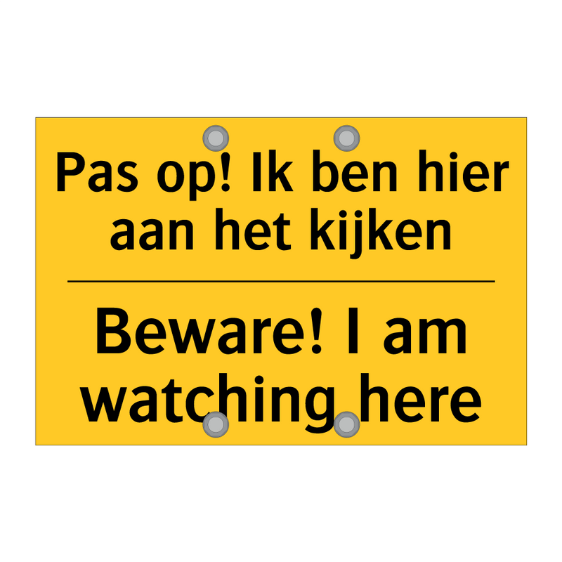 Pas op! Ik ben hier aan het kijken - Beware! I am watching here