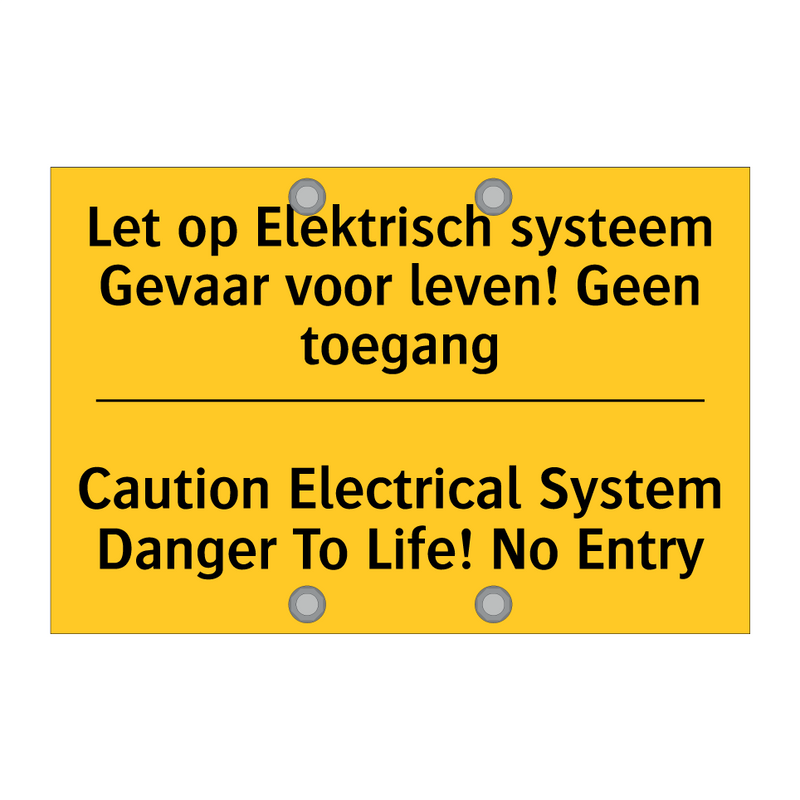 Let op Elektrisch systeem Gevaar /.../ - Caution Electrical System Danger /.../