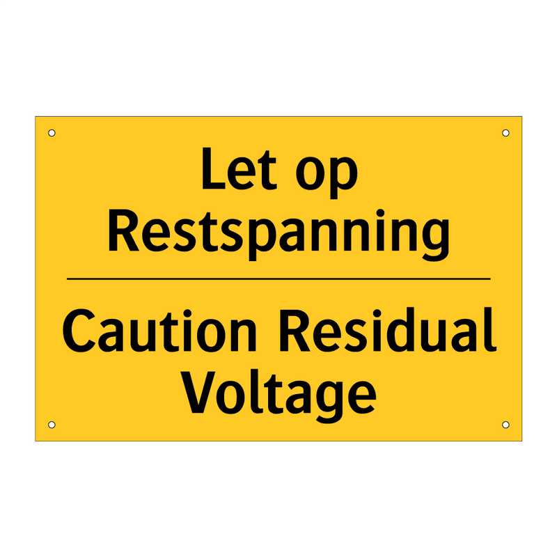 Let op Restspanning - Caution Residual Voltage & Let op Restspanning - Caution Residual Voltage