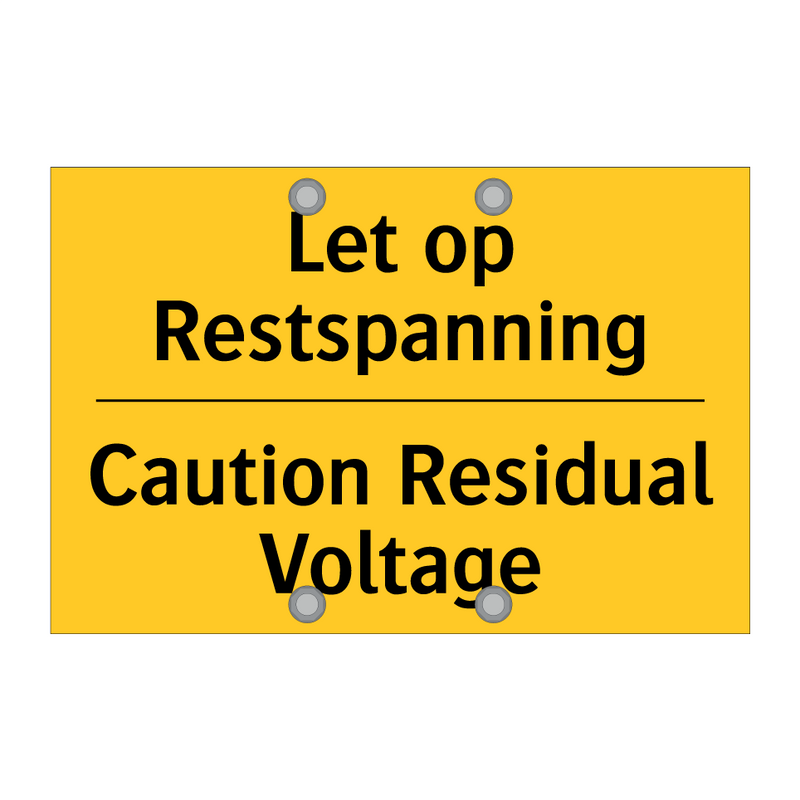 Let op Restspanning - Caution Residual Voltage & Let op Restspanning - Caution Residual Voltage