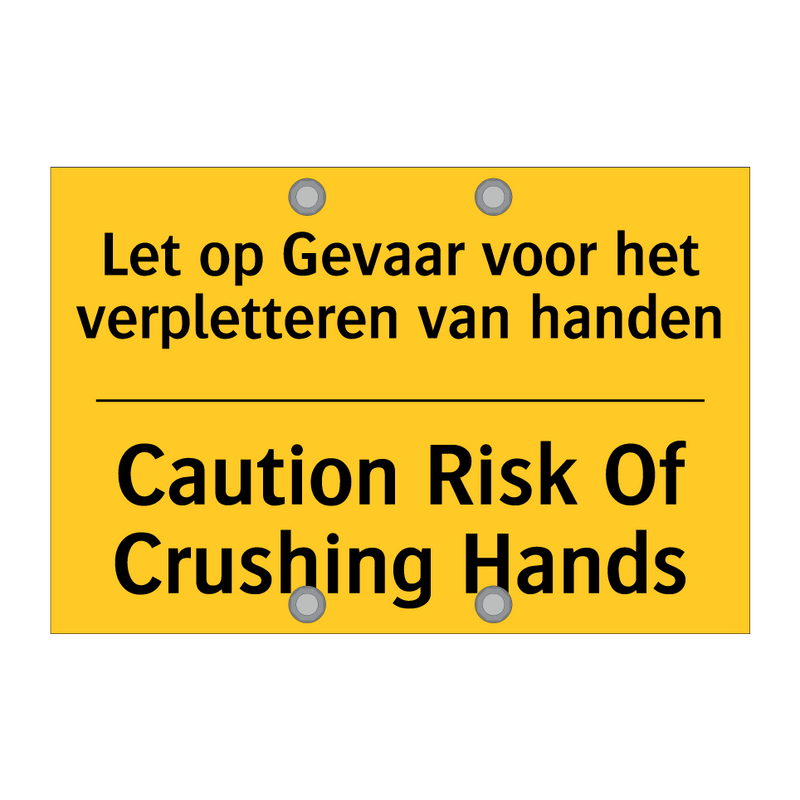 Let op Gevaar voor het verpletteren van handen - Caution Risk Of Crushing Hands