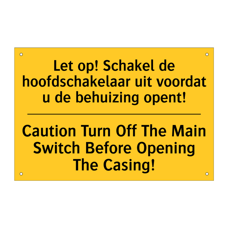 Let op! Schakel de hoofdschakelaar /.../ - Caution Turn Off The Main Switch /.../