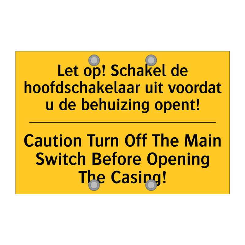 Let op! Schakel de hoofdschakelaar /.../ - Caution Turn Off The Main Switch /.../