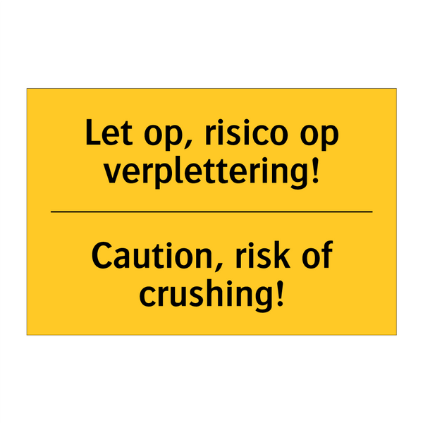 Let op, risico op verplettering! - Caution, risk of crushing!