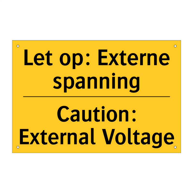 Let op: Externe spanning - Caution: External Voltage