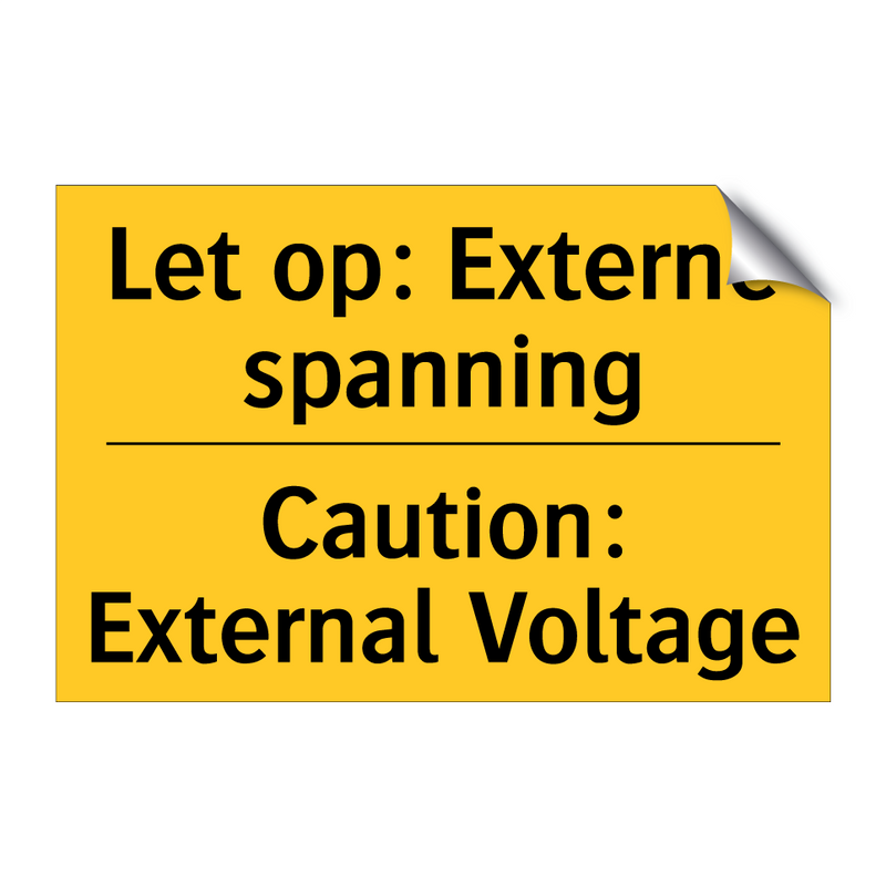 Let op: Externe spanning - Caution: External Voltage