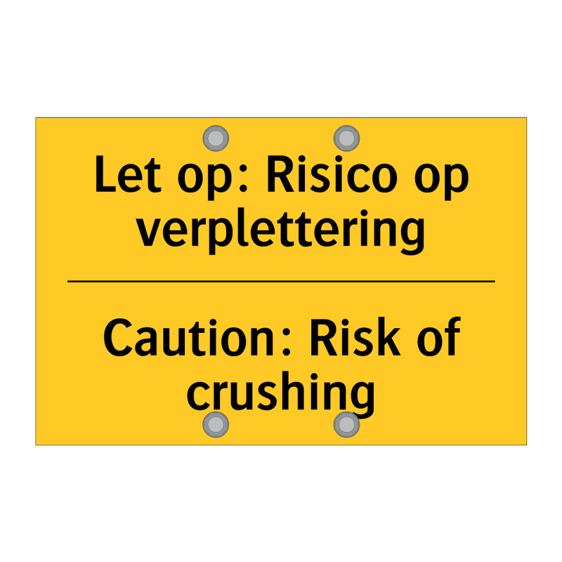 Let op: Risico op verplettering - Caution: Risk of crushing