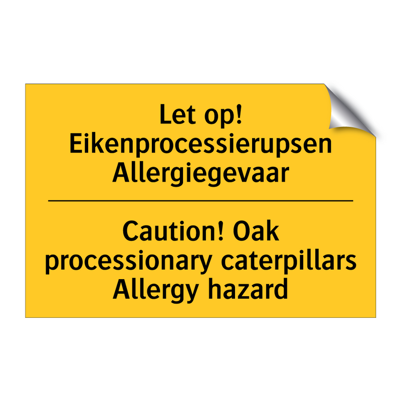 Let op! Eikenprocessierupsen Allergiegevaar - Caution! Oak processionary caterpillars Allergy hazard