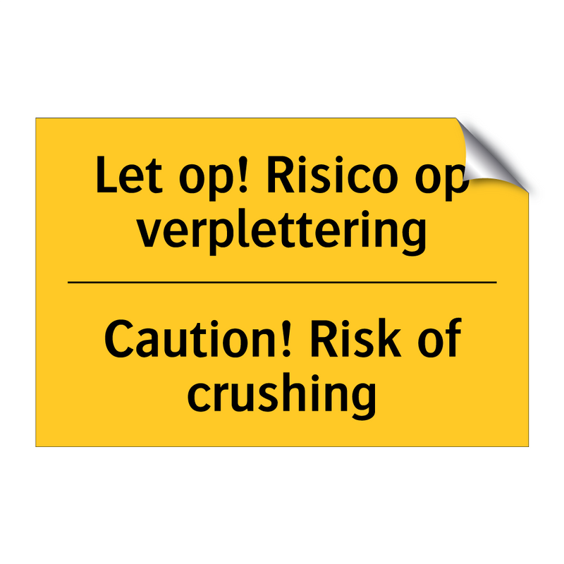 Let op! Risico op verplettering - Caution! Risk of crushing