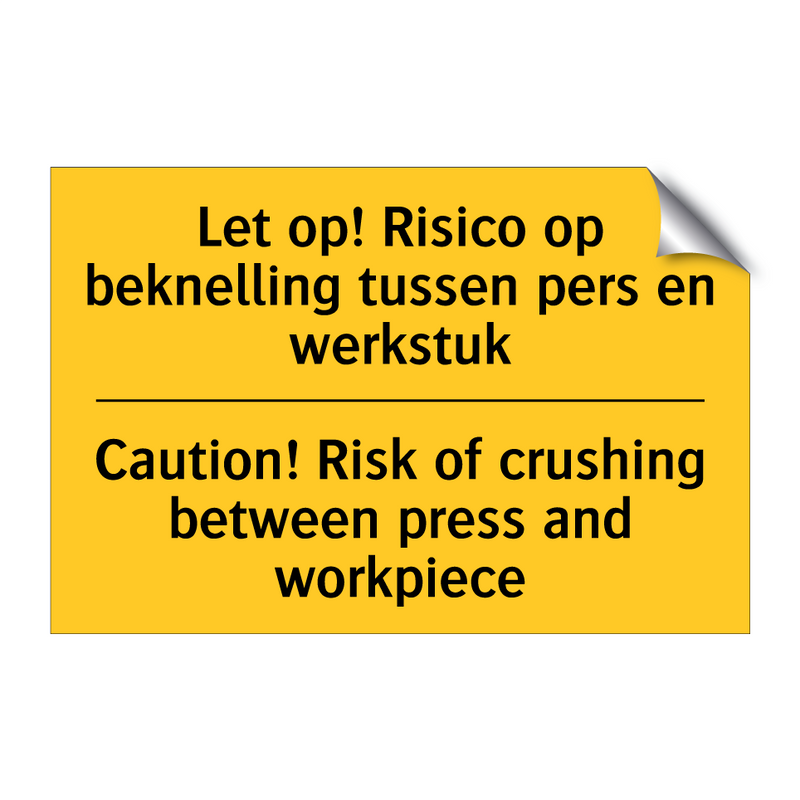 Let op! Risico op beknelling tussen /.../ - Caution! Risk of crushing between /.../