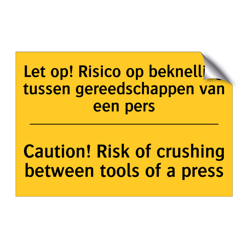 Let op! Risico op beknelling tussen /.../ - Caution! Risk of crushing between /.../