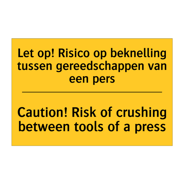 Let op! Risico op beknelling tussen /.../ - Caution! Risk of crushing between /.../