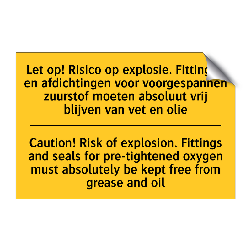 Let op! Risico op explosie. Fittingen /.../ - Caution! Risk of explosion. Fittings /.../