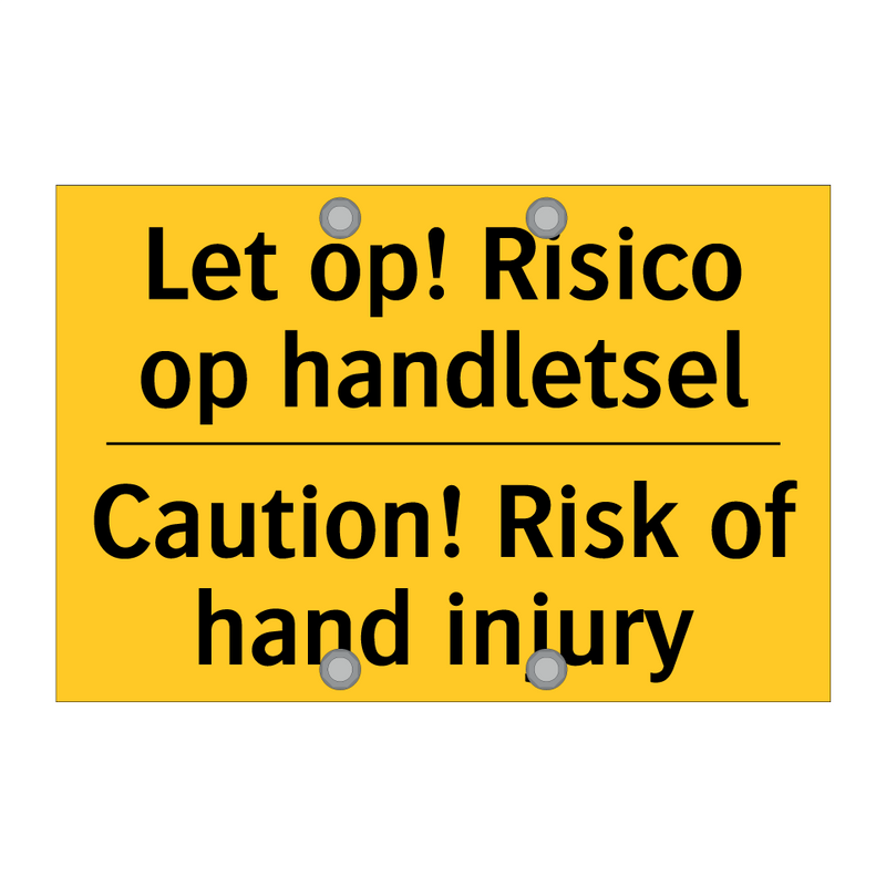 Let op! Risico op handletsel - Caution! Risk of hand injury