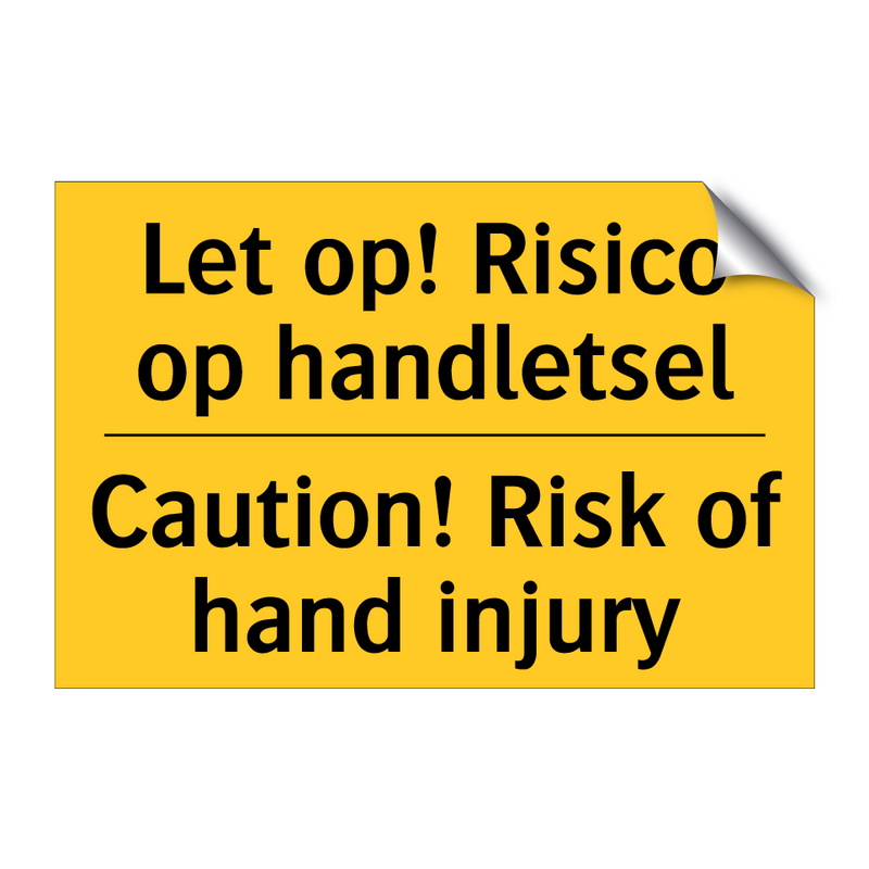 Let op! Risico op handletsel - Caution! Risk of hand injury