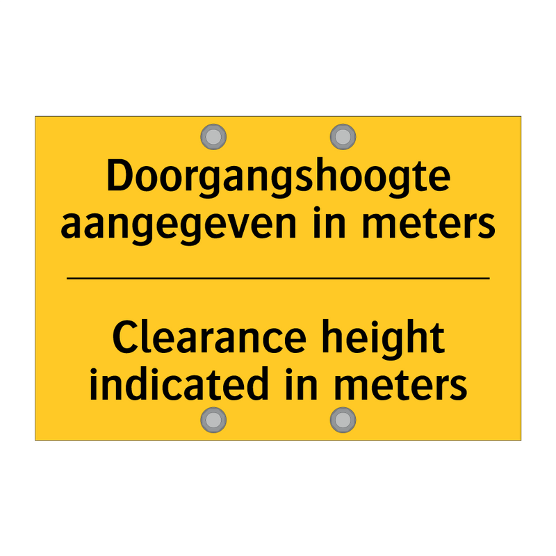 Doorgangshoogte aangegeven in meters - Clearance height indicated in meters