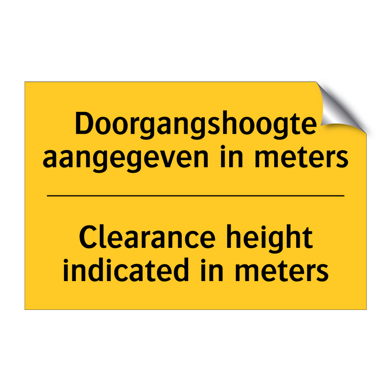 Doorgangshoogte aangegeven in meters - Clearance height indicated in meters