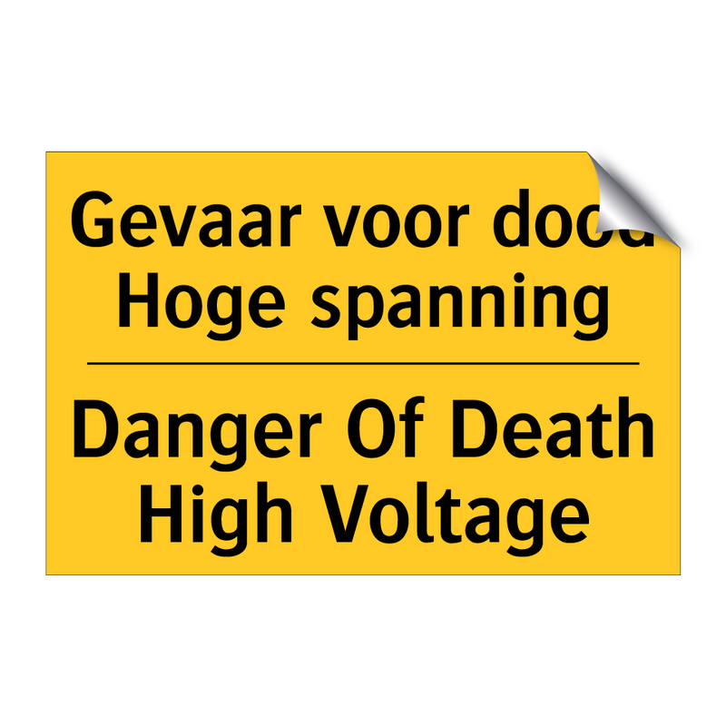 Gevaar voor dood Hoge spanning - Danger Of Death High Voltage