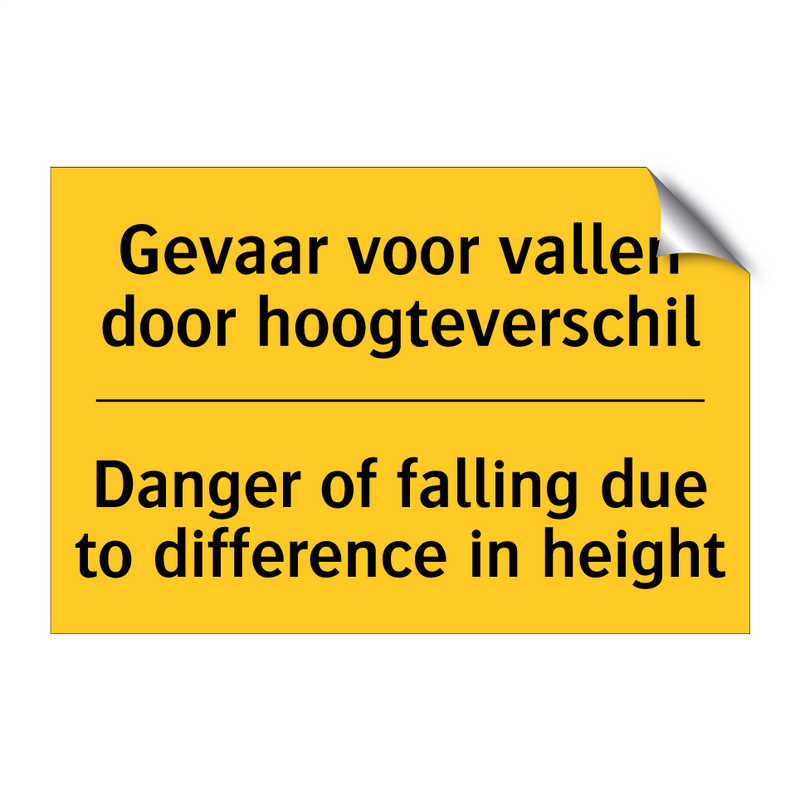 Gevaar voor vallen door hoogteverschil - Danger of falling due to difference in height