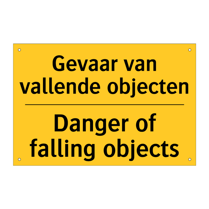 Gevaar van vallende objecten - Danger of falling objects