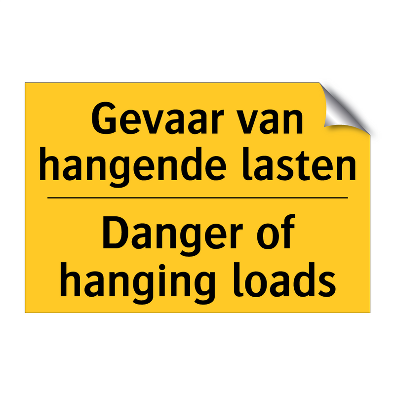 Gevaar van hangende lasten - Danger of hanging loads