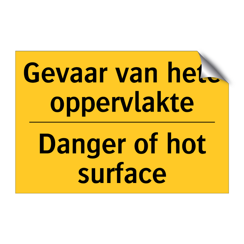 Gevaar van hete oppervlakte - Danger of hot surface