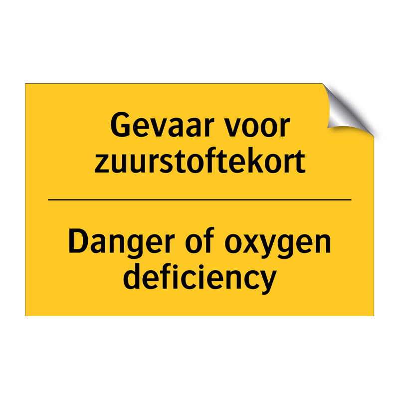 Gevaar voor zuurstoftekort - Danger of oxygen deficiency