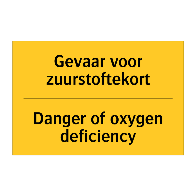 Gevaar voor zuurstoftekort - Danger of oxygen deficiency