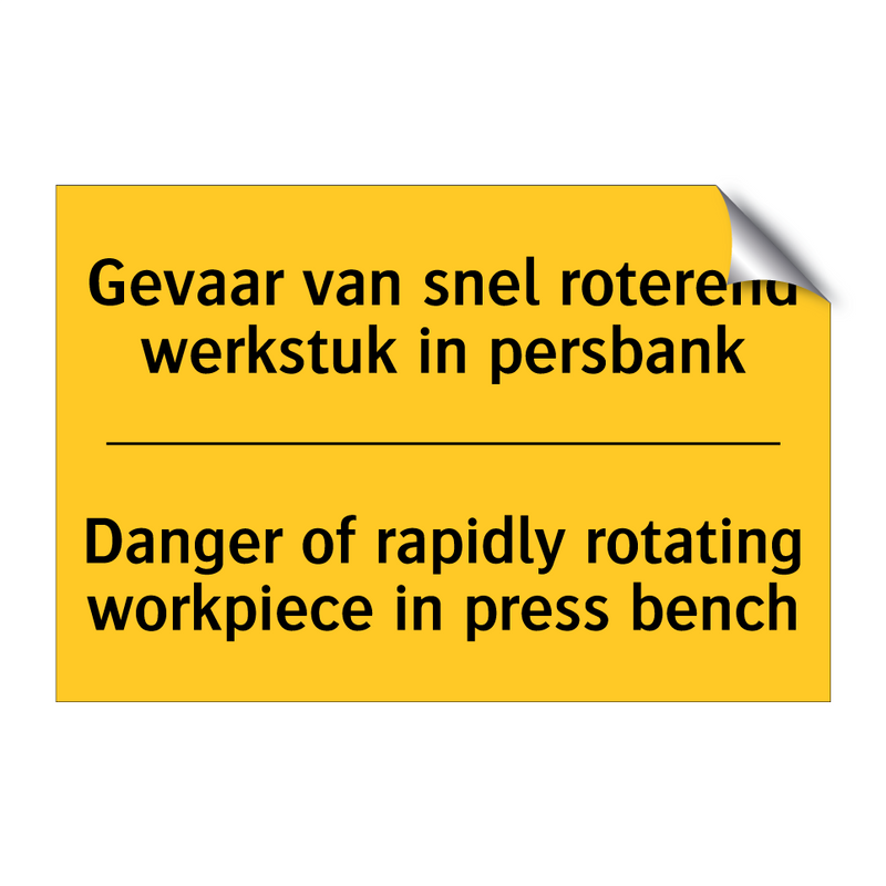 Gevaar van snel roterend werkstuk in persbank - Danger of rapidly rotating workpiece in press bench