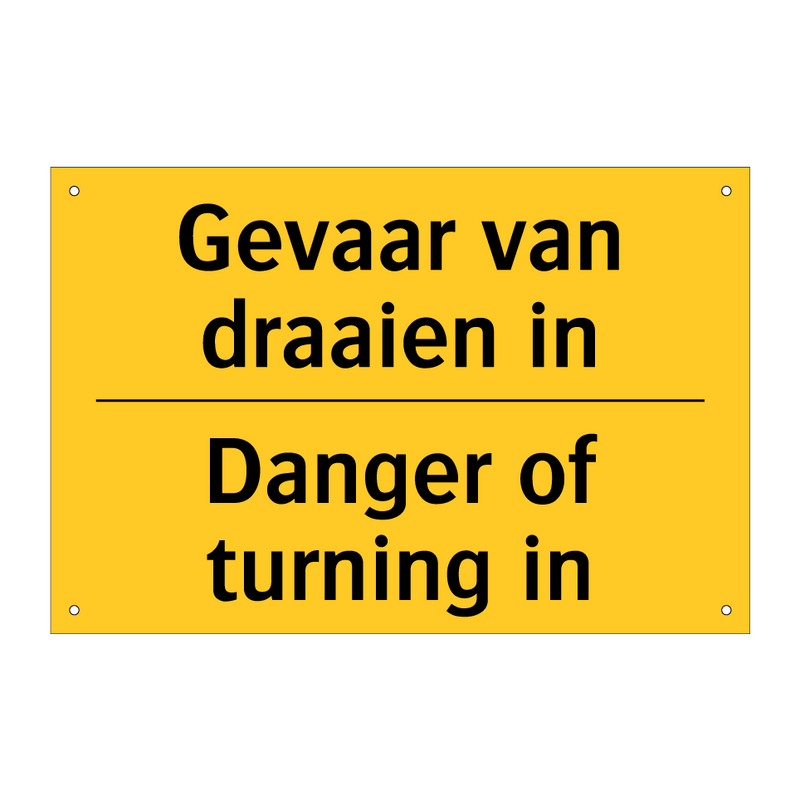 Gevaar van draaien in - Danger of turning in & Gevaar van draaien in - Danger of turning in