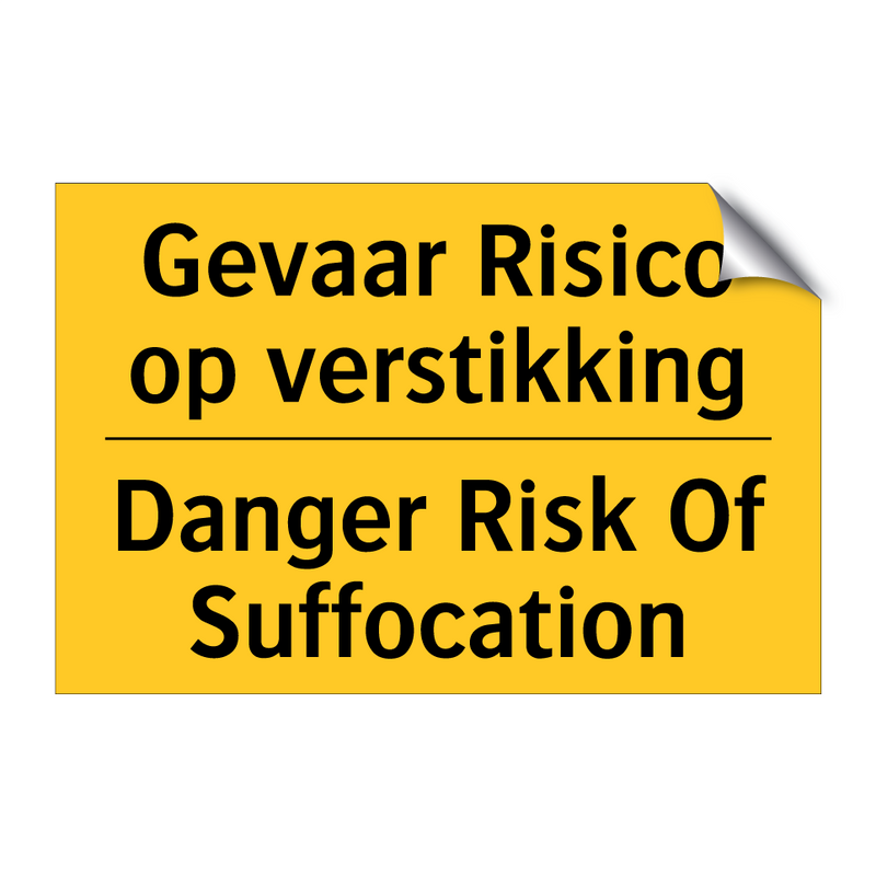 Gevaar Risico op verstikking - Danger Risk Of Suffocation