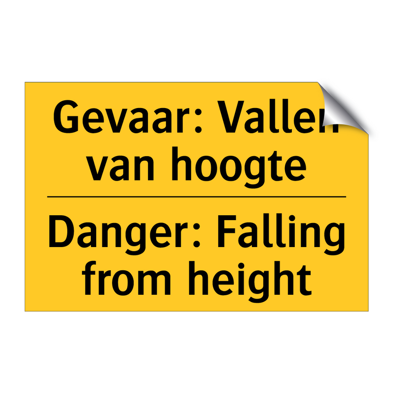 Gevaar: Vallen van hoogte - Danger: Falling from height