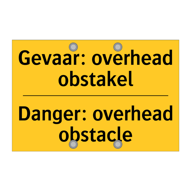 Gevaar: overhead obstakel - Danger: overhead obstacle