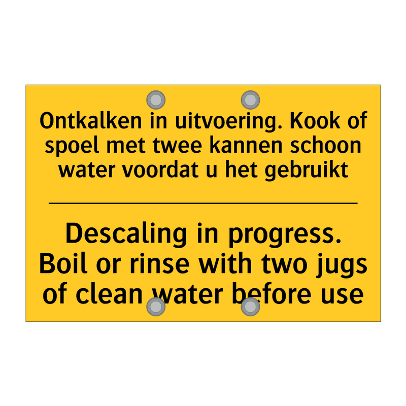 Ontkalken in uitvoering. Kook /.../ - Descaling in progress. Boil or /.../