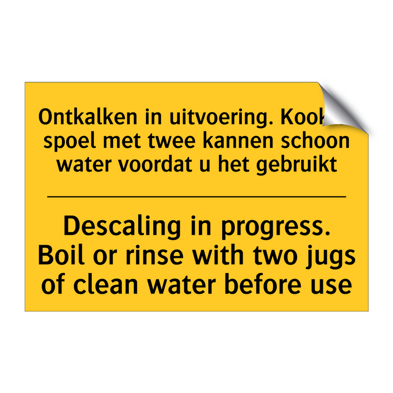 Ontkalken in uitvoering. Kook /.../ - Descaling in progress. Boil or /.../