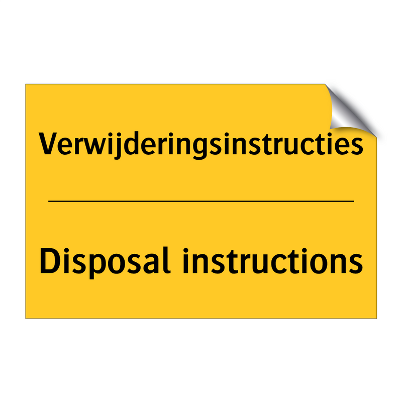 Verwijderingsinstructies - Disposal instructions & Verwijderingsinstructies - Disposal instructions